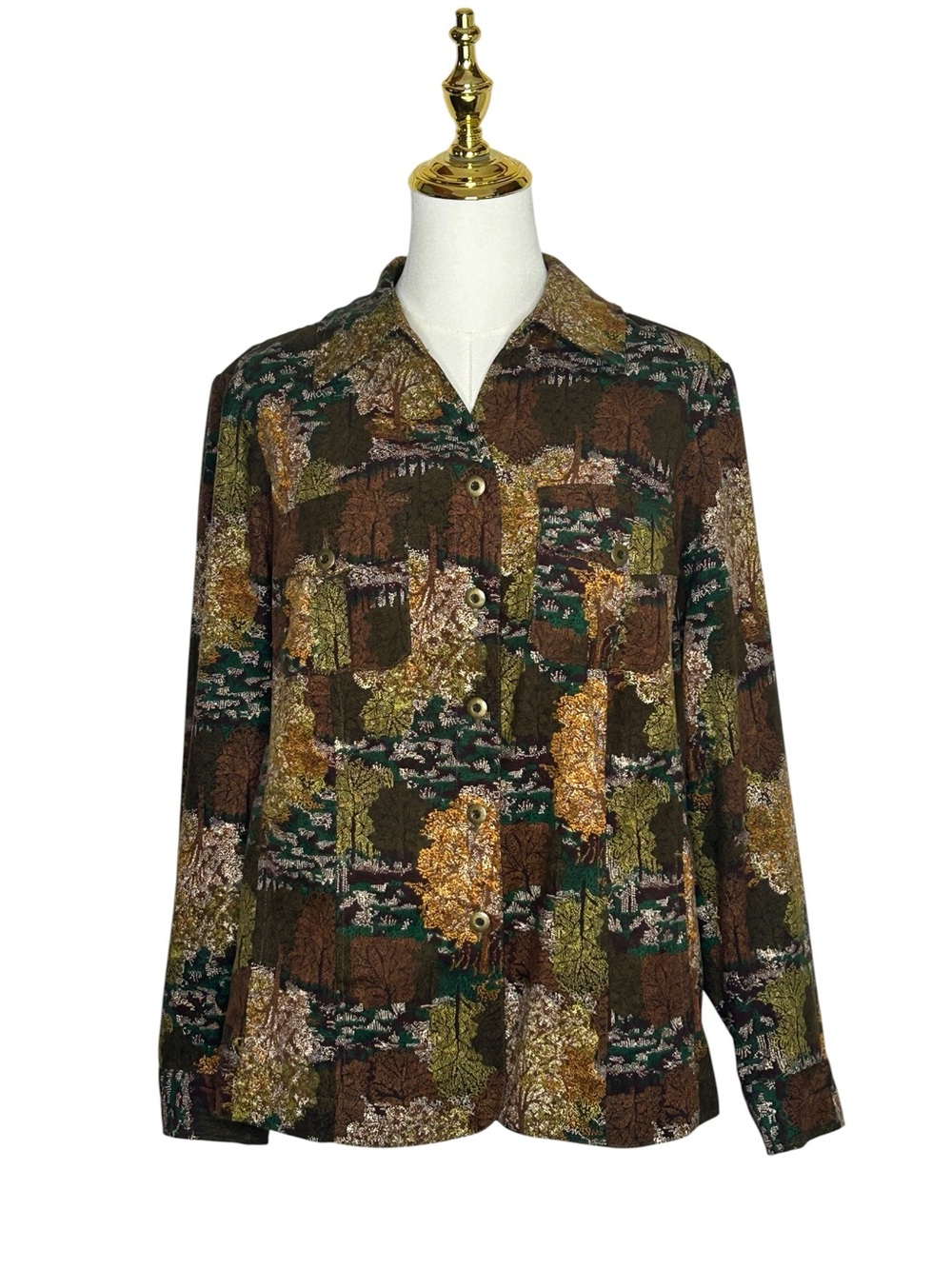 CJ Banks Goblincore Fall Forest Print Button-Down Shirt Jacket Sz X Whimsigoth